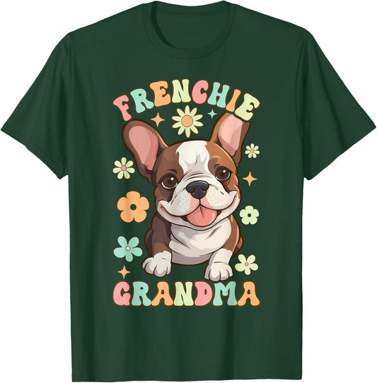 Frenchie Grandma Groovy Female Bulldog Lover French Bulldog T-Shirt - T-Shirt | Forest