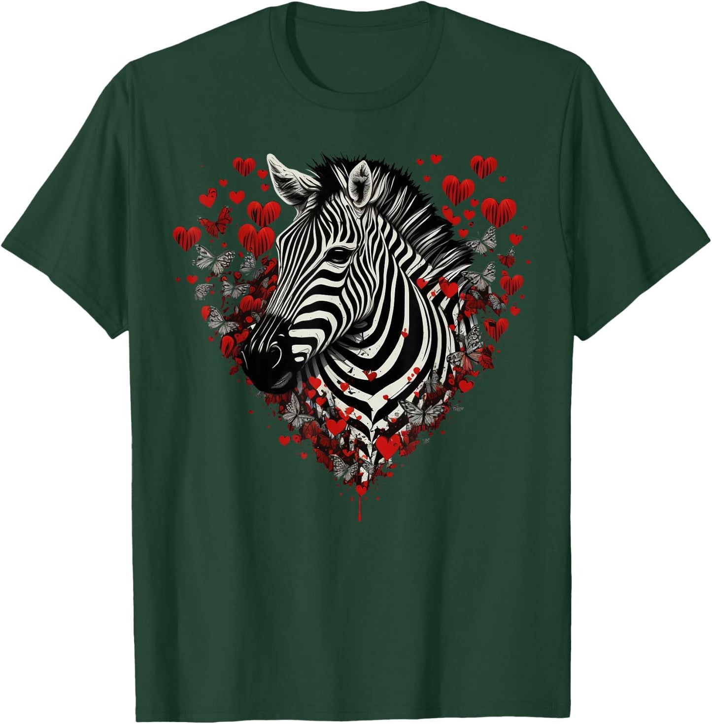 Zebra Love Heart for Valentines Day on Zebra Lover T-Shirt - T-Shirt | Forest