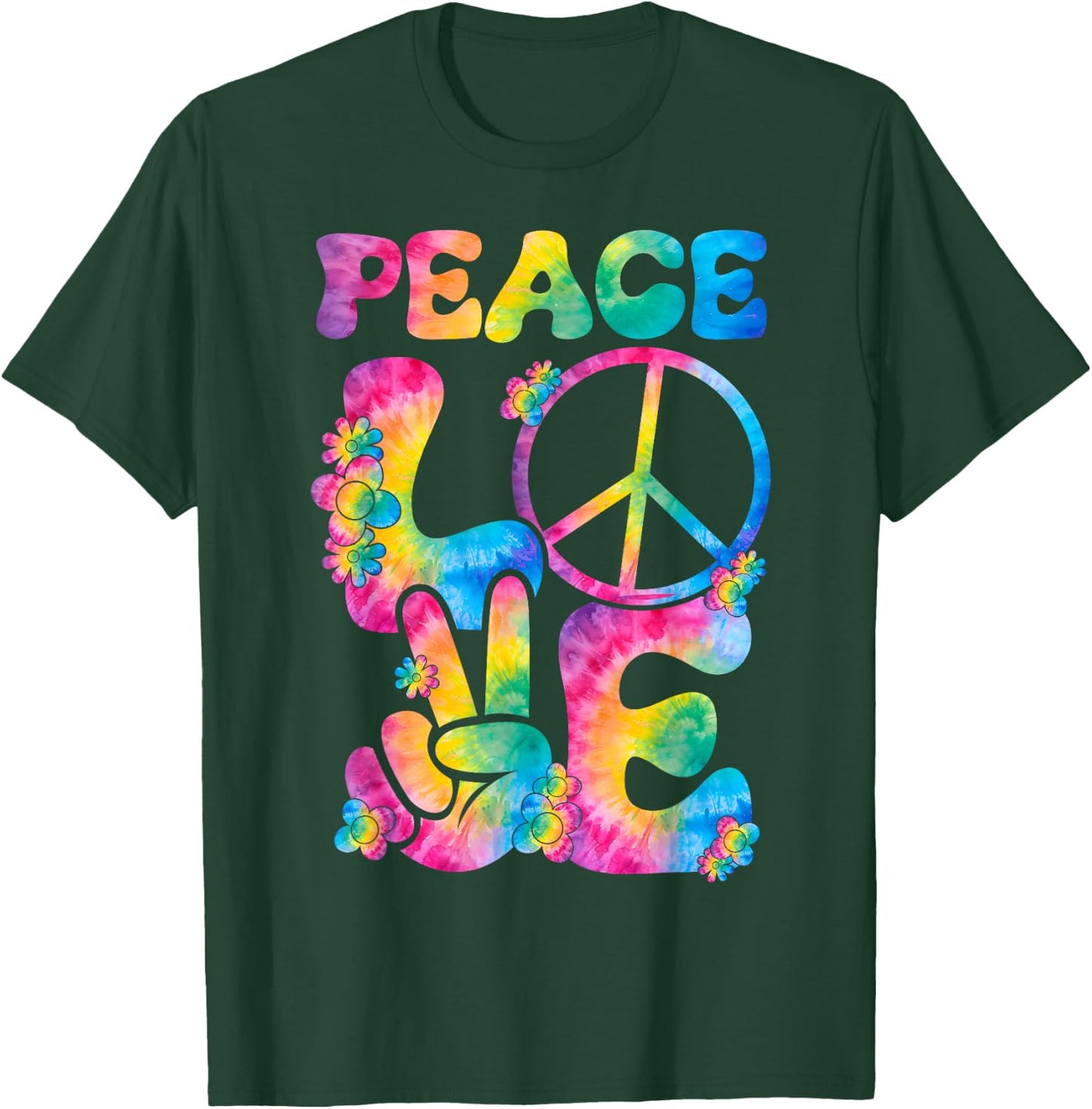 Peace Sign Love Tie Dye Style rétro années 70 et 80 T-Shirt - T-Shirt | Forest