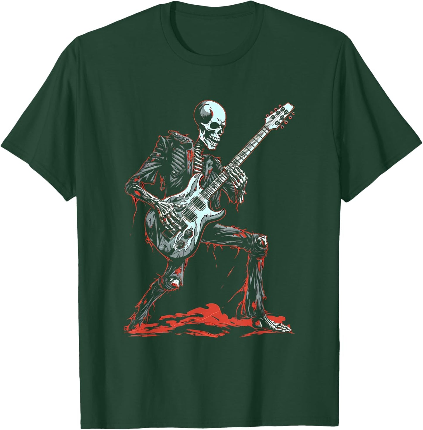 Skeleton Playing Guitar Rock & Roll Skeleton Hand T-Shirt - T-Shirt | Forest