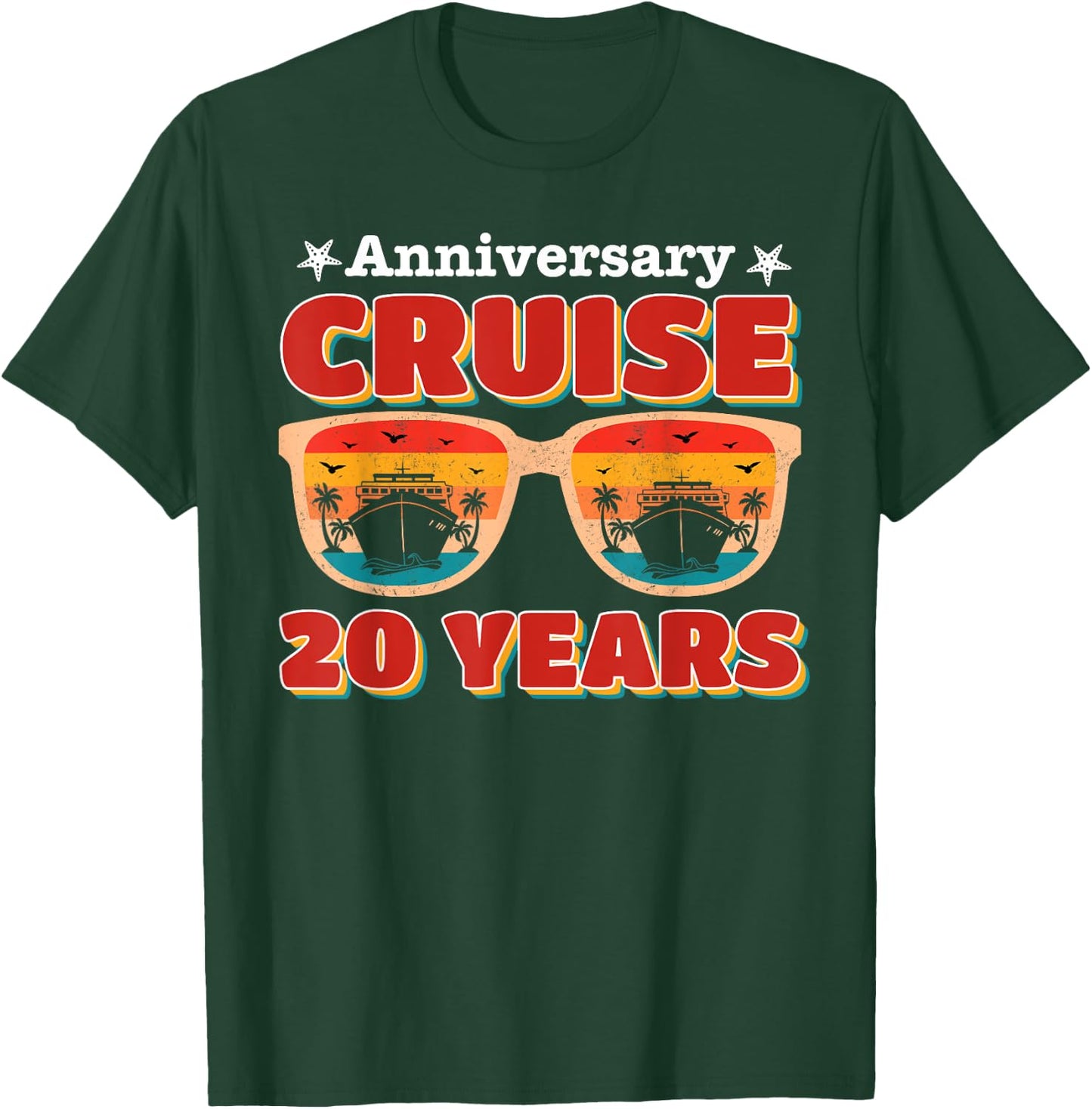 Anniversary Cruise 20 Years 2024 Husband Wife Couple Trip T-Shirt - T-Shirt | Forest