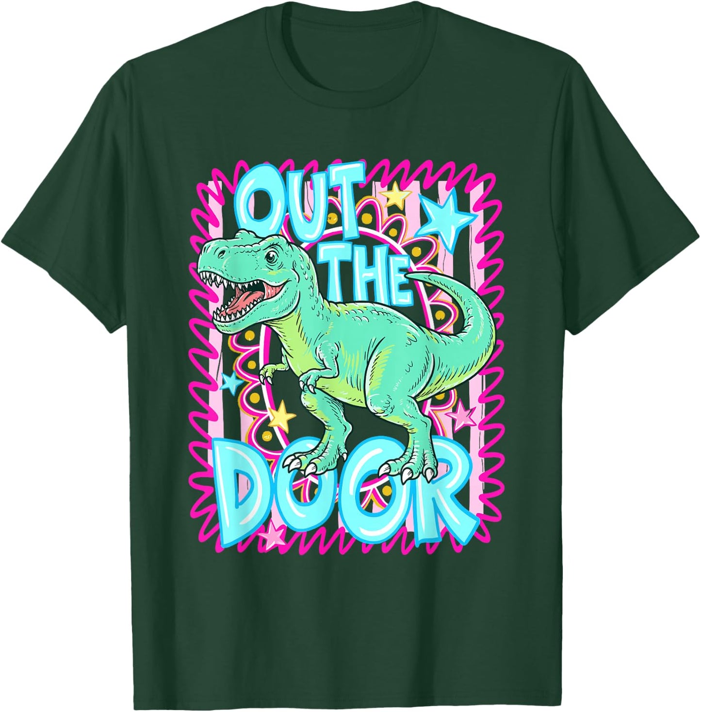 Out the Door Dinosaur TRex Last Day of School Dinosaur Lover T-Shirt - T-Shirt | Forest