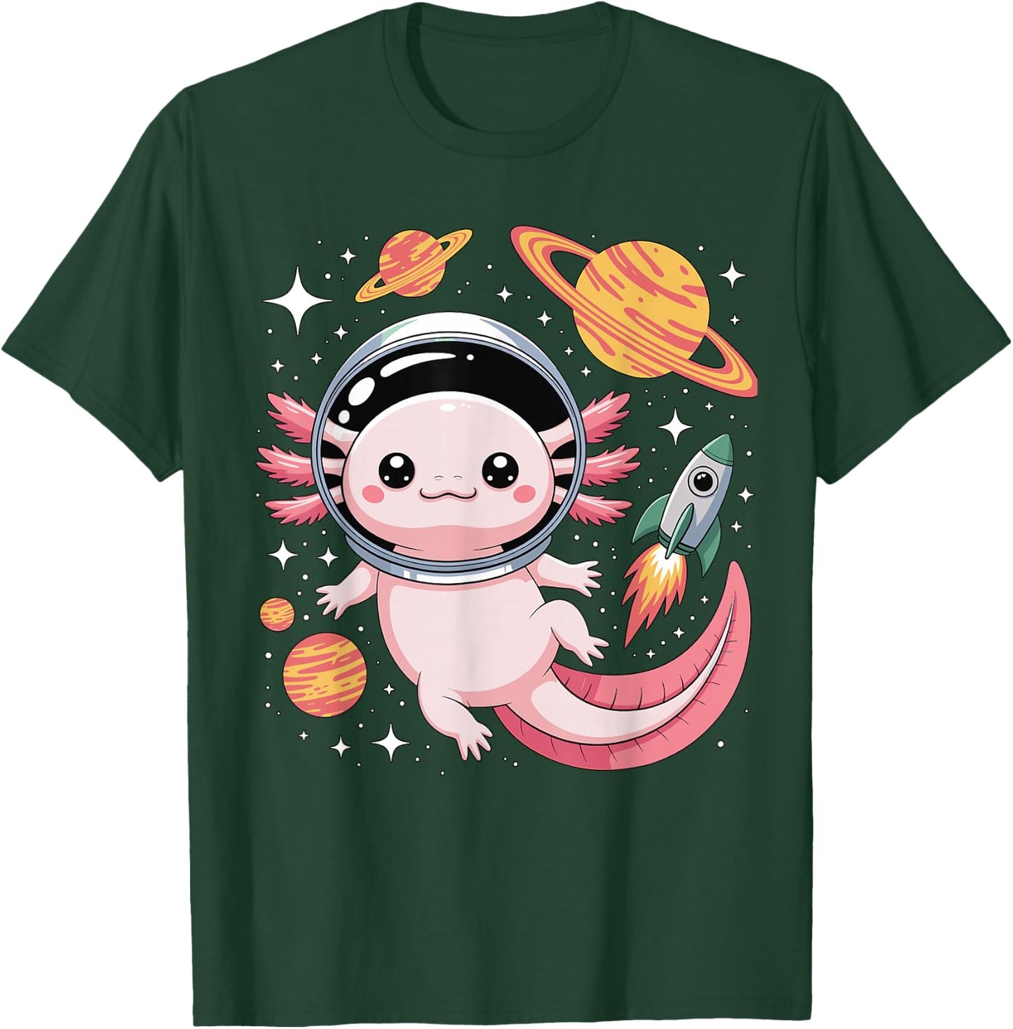 Kawaii Axolotl Astronaut Cute Axolotls Planets Space T-Shirt - T-Shirt | Forest