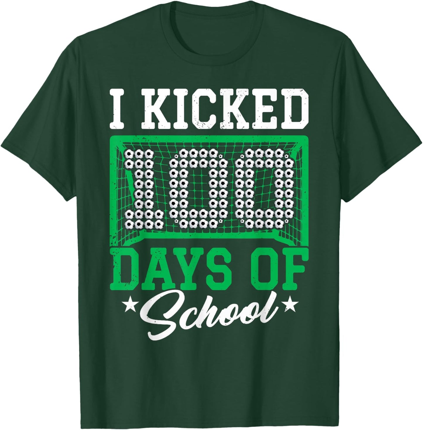 100 Days Of School Soccer 100th Day Of School For Boys Kids T-Shirt - T-Shirt | Forest