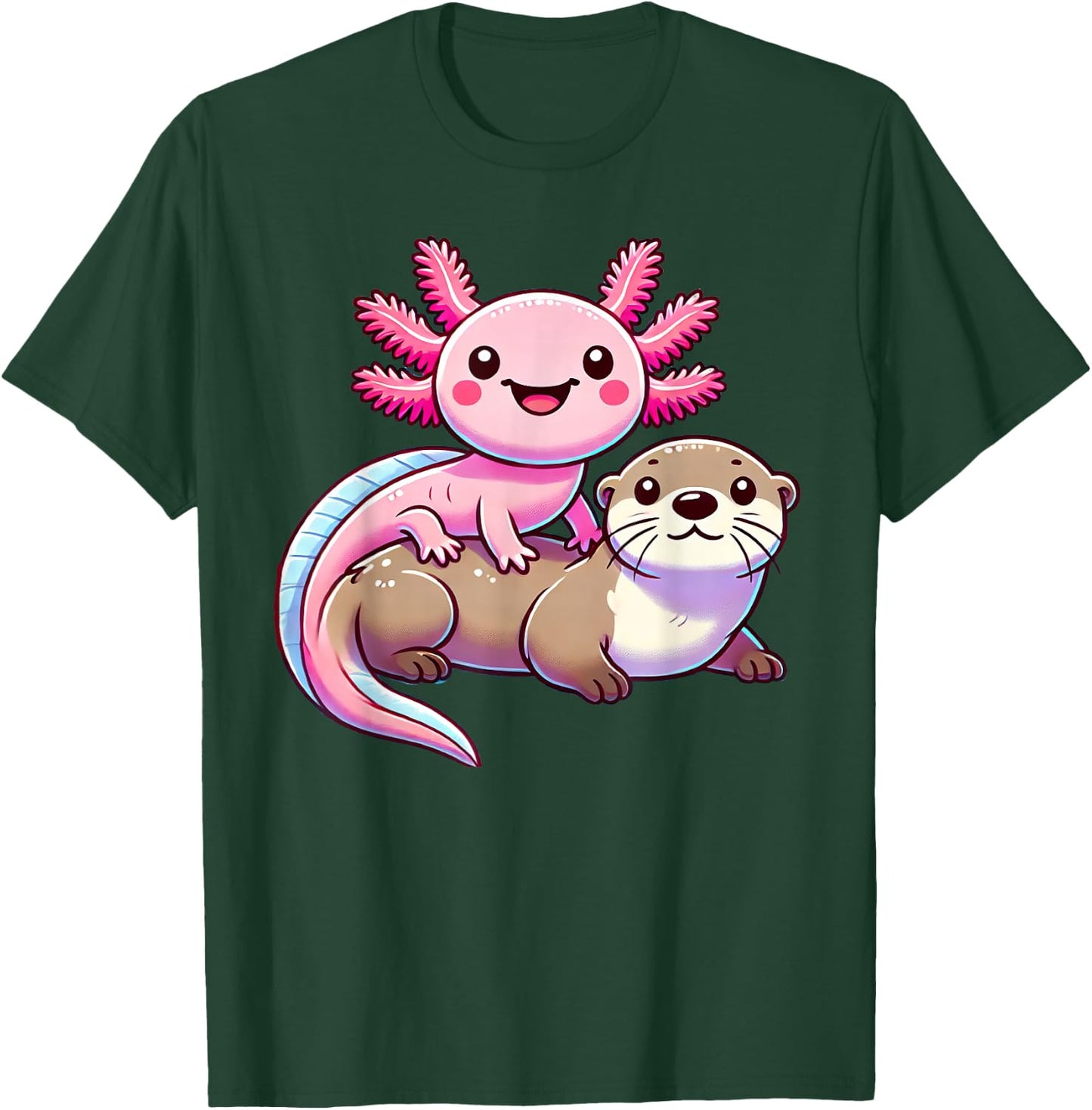 Anime Kawaii Axolotl Otter T-Shirt - T-Shirt | Forest