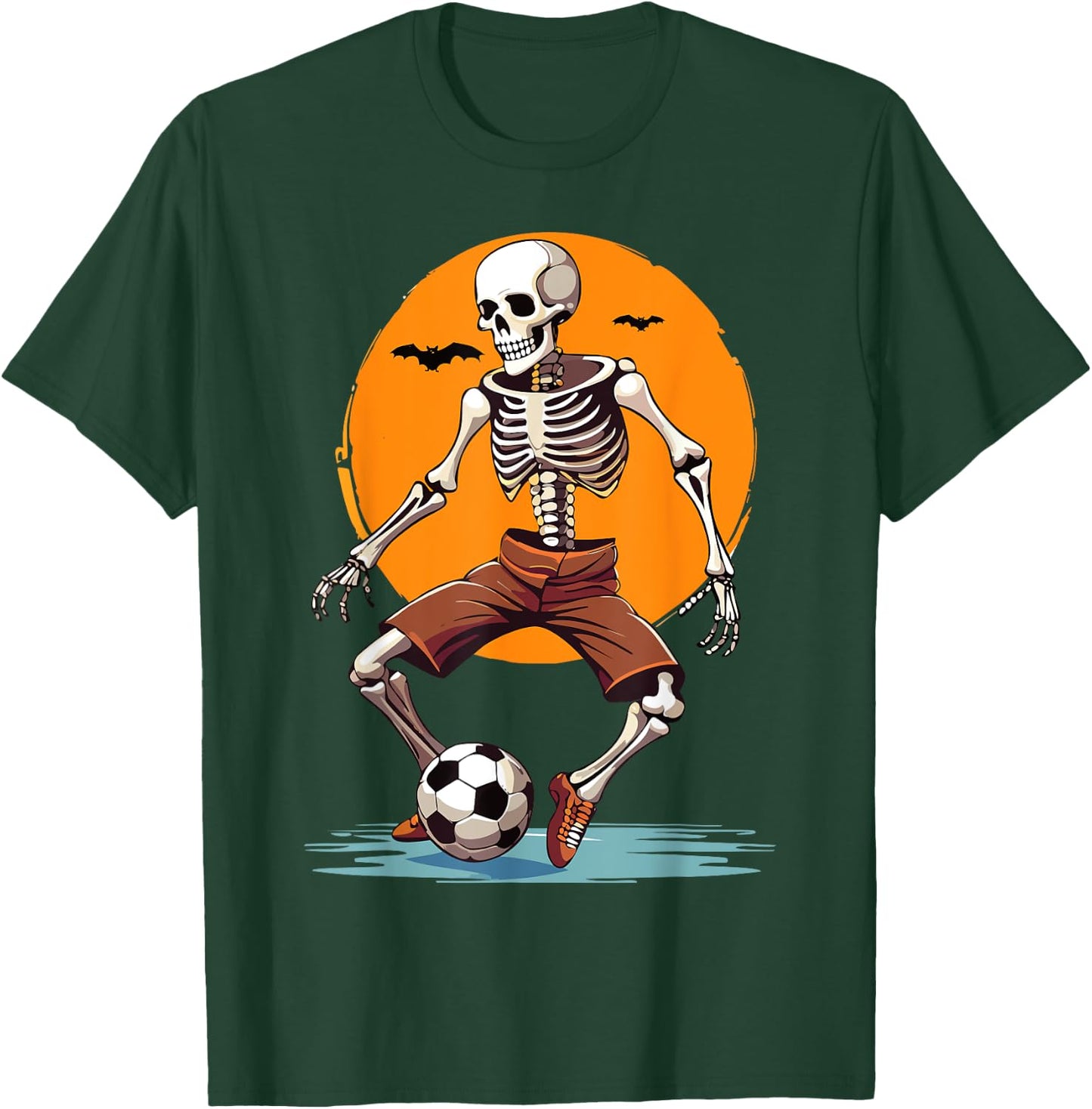 Spooky Skeleton Playing Soccer, Halloween Costume Boys Girls T-Shirt - T-Shirt | Forest