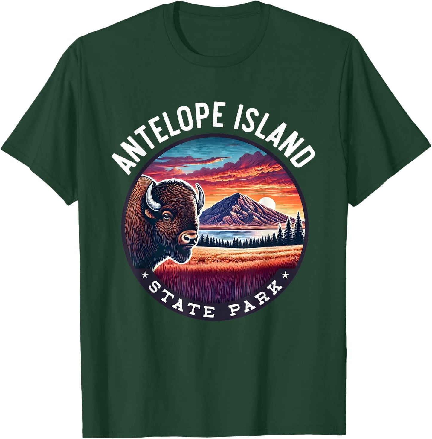Antelope Island State Park Hiking Souvenir Bison Outdoor T-Shirt - T-Shirt | Forest