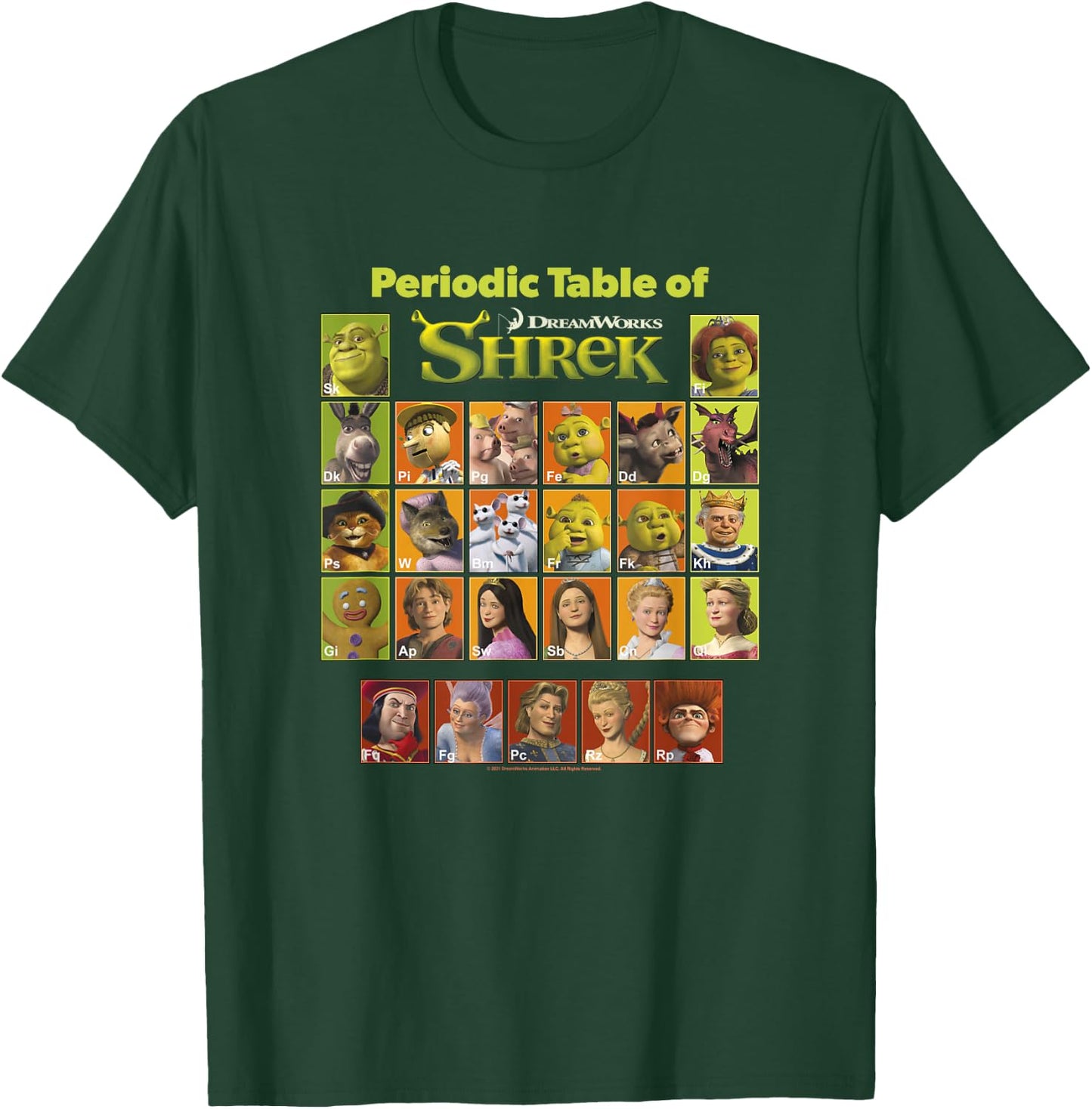 Shrek Periodic Table of Shrek Characters T-Shirt - T-Shirt | Forest