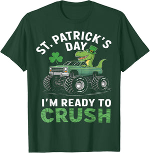 Dinosaur Monster Truck St Patrick's Day Racing Design T-Shirt - T-Shirt | Forest