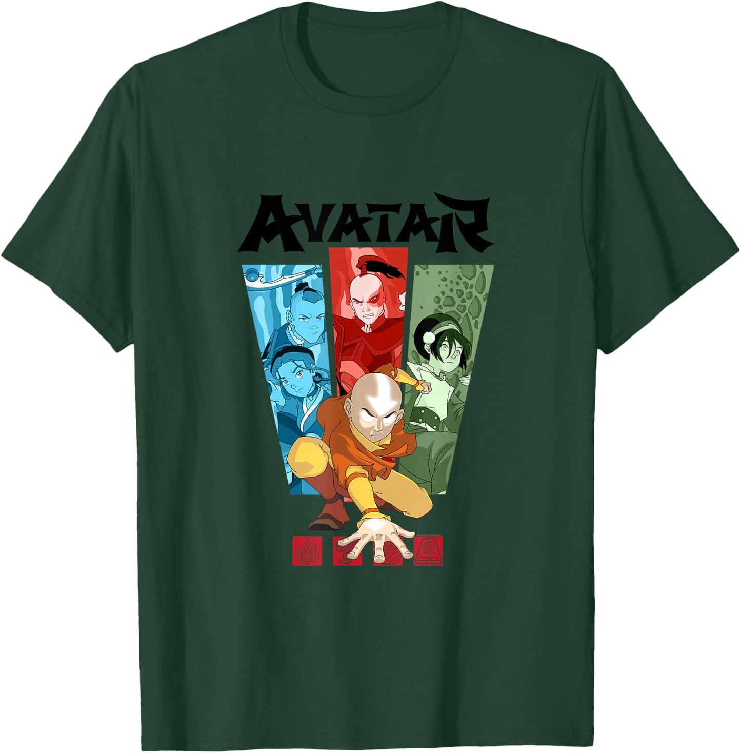 Avatar Comic Color Split Gaang Aang Sokka Katara Toph Zuko T-Shirt - T-Shirt | Forest
