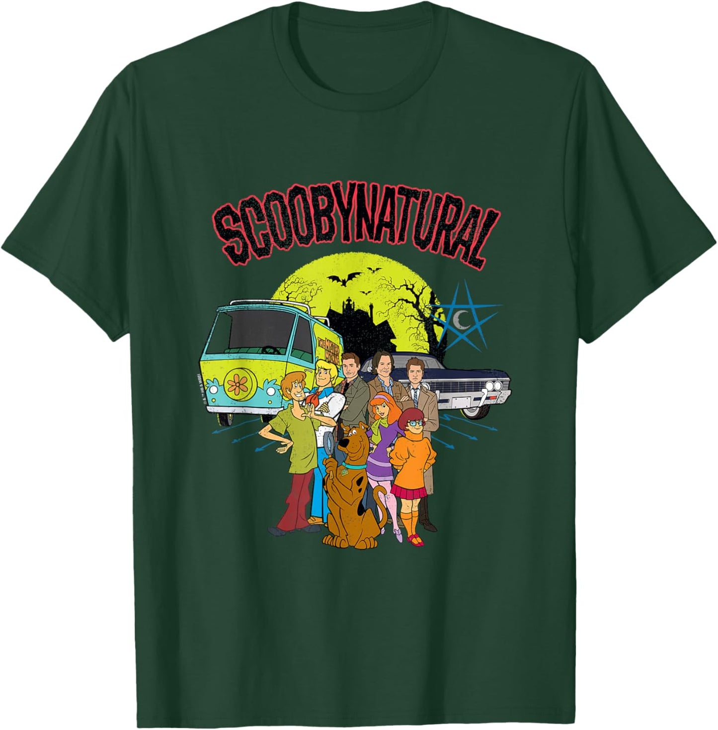 Scooby-Doo Scoobynatural Mystery Machine and Baby with Gang , Black, S T-Shirt - T-Shirt | Forest