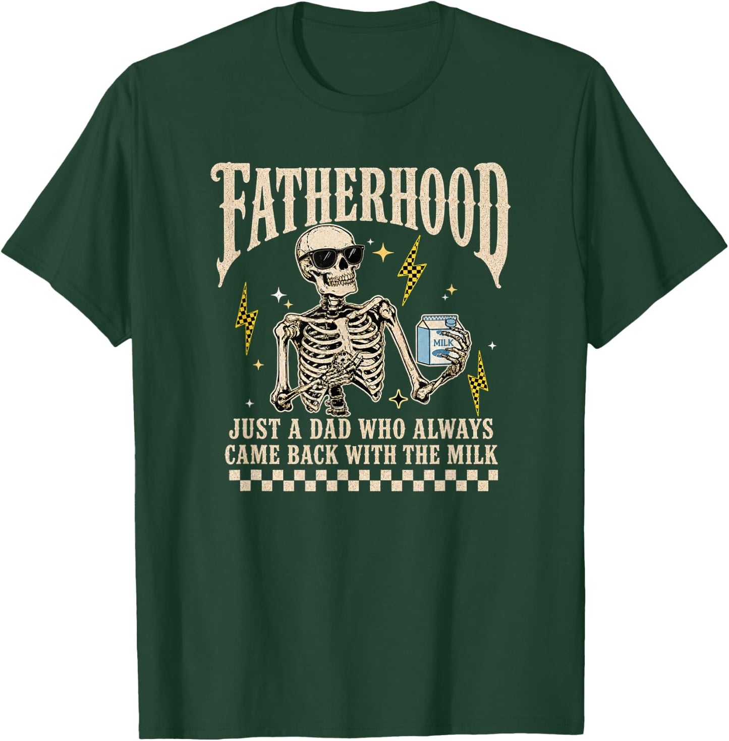 Fatherhood Skeleton Gothic Retro Funny Dad Fathers Day T-Shirt - T-Shirt | Forest