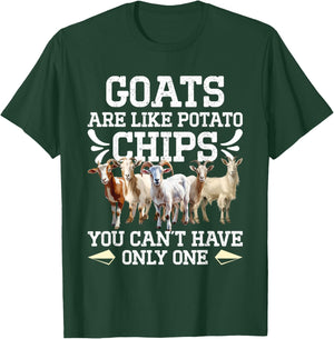 Goat Lovers GOATS ARE LIKE POTATO CHIPS Funny Goat T-Shirt - T-Shirt | Forest