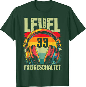 33rd Birthday Men's Video Gamer Level 33 Unlocked Man , black T-Shirt - T-Shirt | Forest