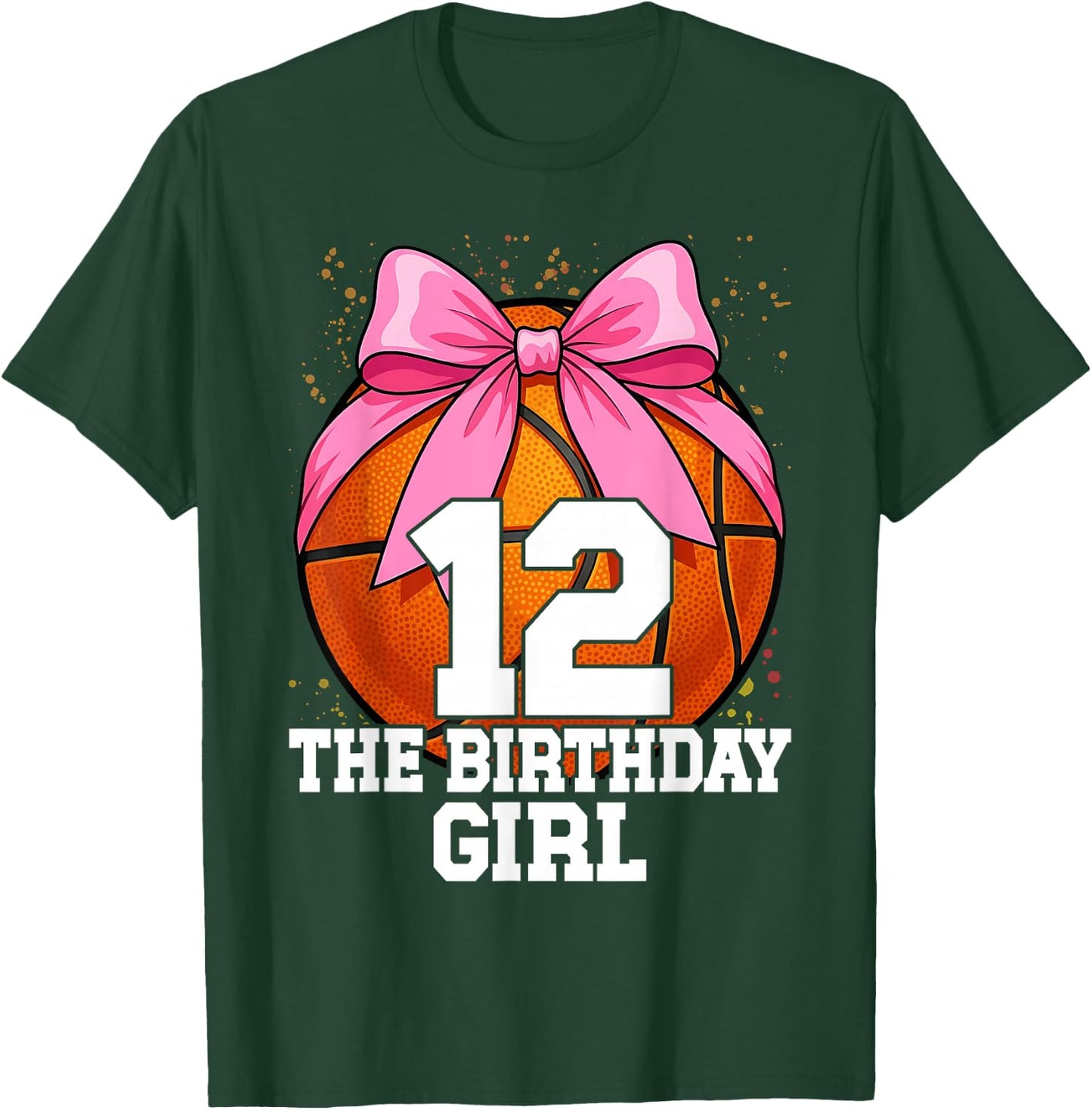 12th Birthday Girl Basketball Ball Coquette Pink 11 Eleven T-Shirt - T-Shirt | Forest