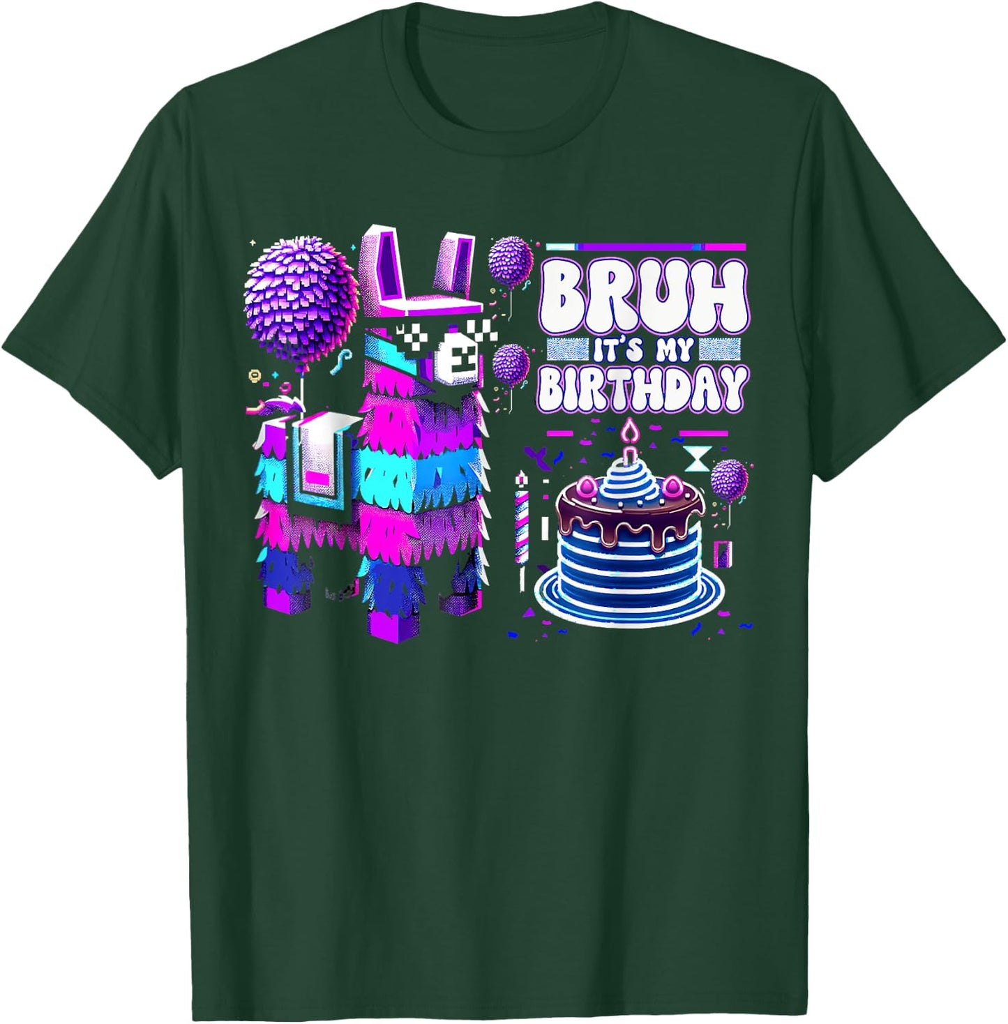 Bruh Its My Birthday Llama Pinata Boy Girl Family Party Bday T-Shirt - T-Shirt | Forest