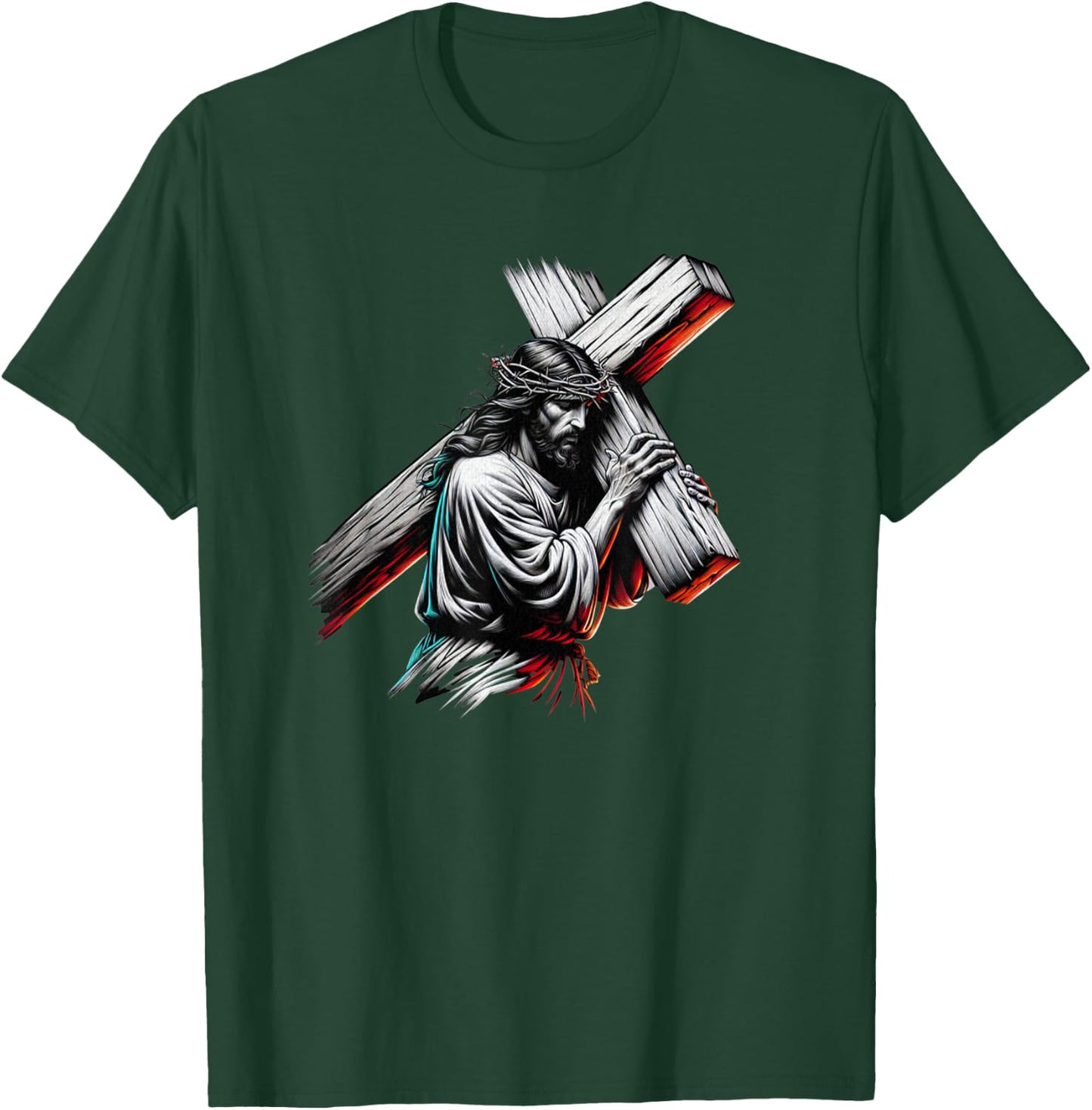 Jesus Christ Funny Crown of Thorns Crucified Saviour T-Shirt - T-Shirt | Forest