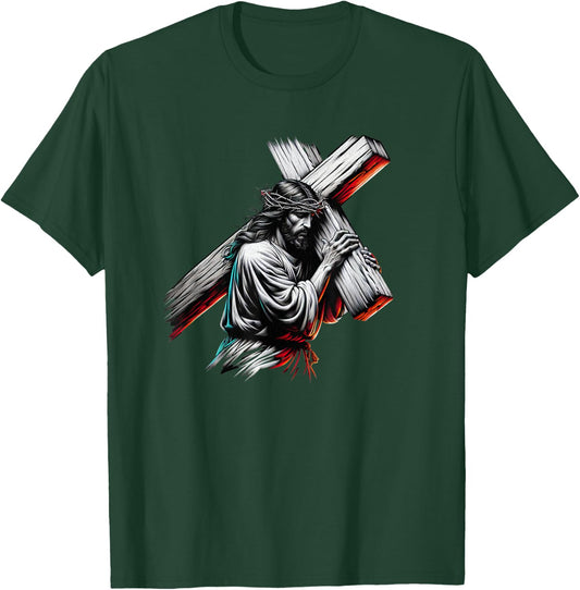 Jesus Christ Funny Crown of Thorns Crucified Saviour T-Shirt - T-Shirt | Forest