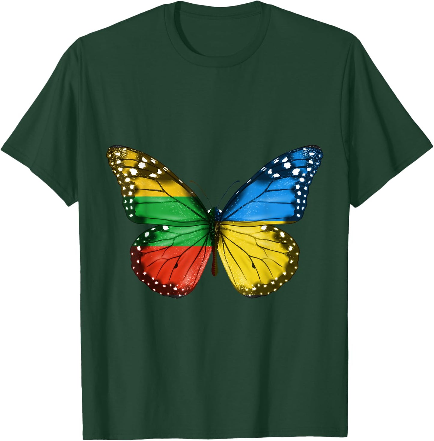 Lithuanian Ukrainian Flag Butterfly Lithuania Ukraine T-Shirt - T-Shirt | Forest
