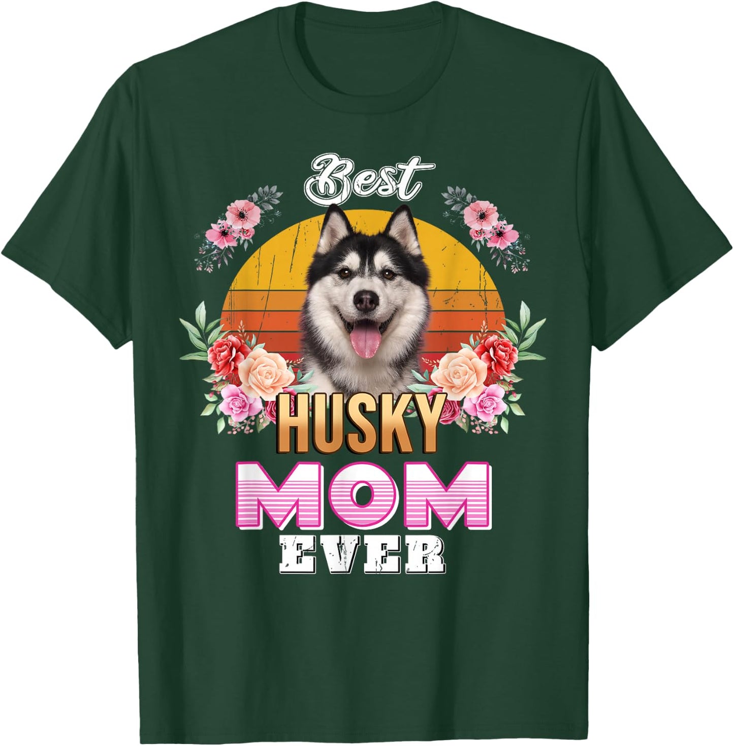 Vintage Best Husky Mom Ever Mothers Day For Dog Mom T-Shirt - T-Shirt | Forest