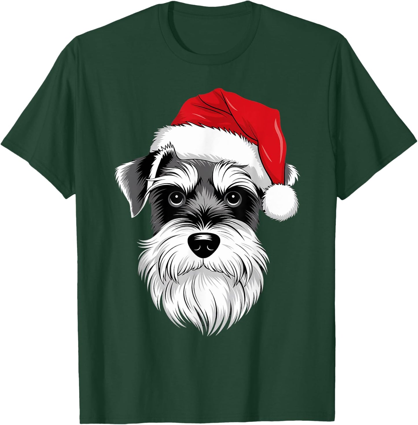 Mini Schnauzer Santa Dog on Miniature Schnauzer Christmas T-Shirt - T-Shirt | Forest