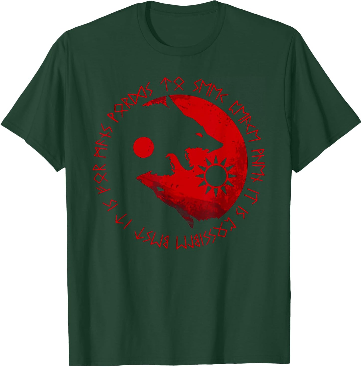 Sons Of Fenrir - Skoll und Hati Norse Wolf Rune T-Shirt - T-Shirt | Forest