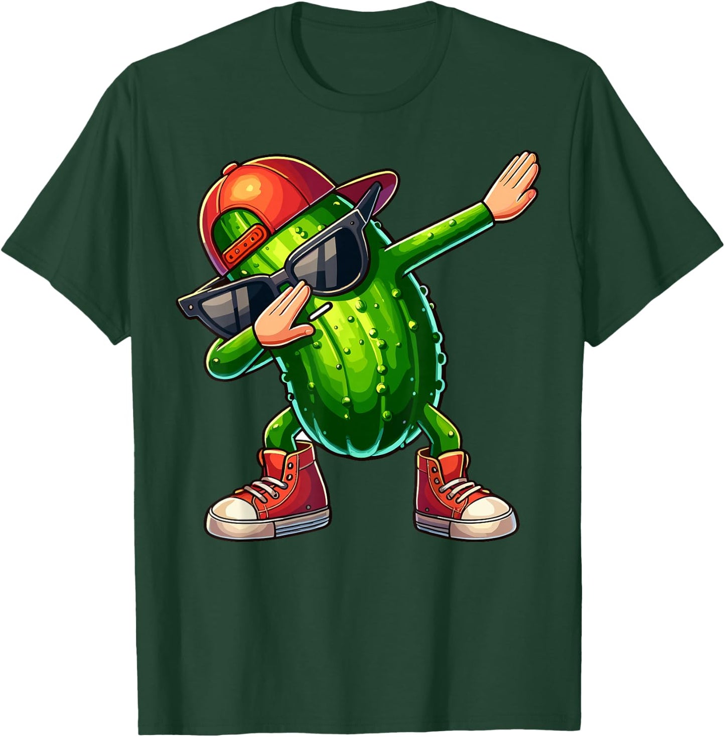 Dabbing Pickle Dancing Cucumber Lover Funny Pickle T-Shirt - T-Shirt | Forest