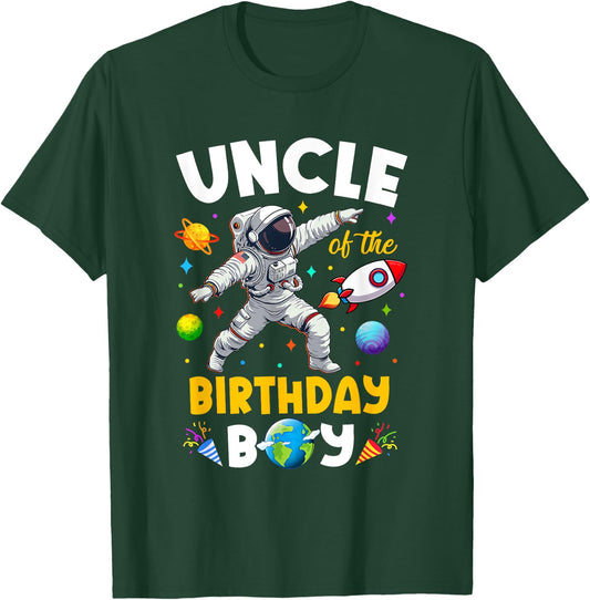 Uncle Of The Birthday Boy Astronaut Outer Space Birthday T-Shirt - T-Shirt | Forest
