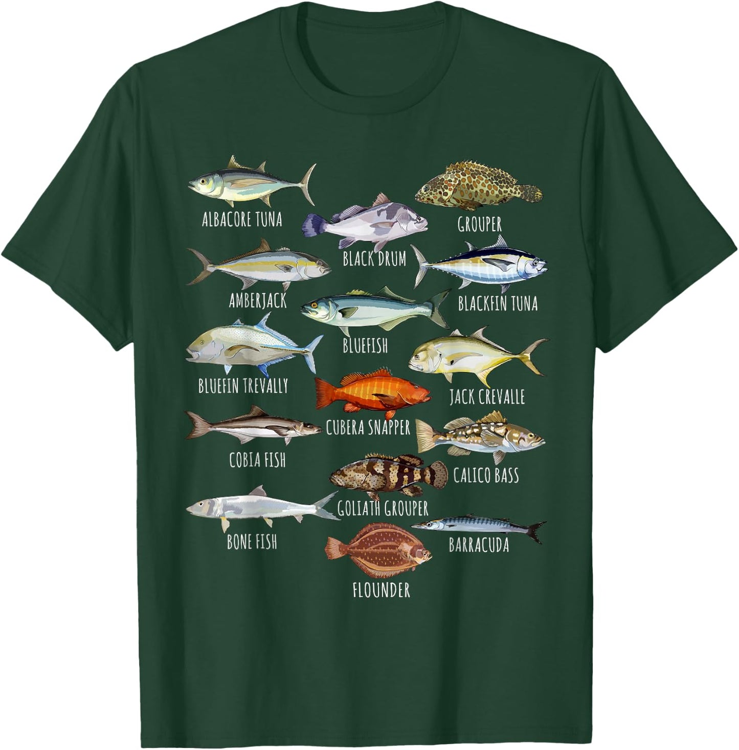 Fish Species Biology Types of Saltwater Fish Fishing Small T-Shirt - T-Shirt | Forest