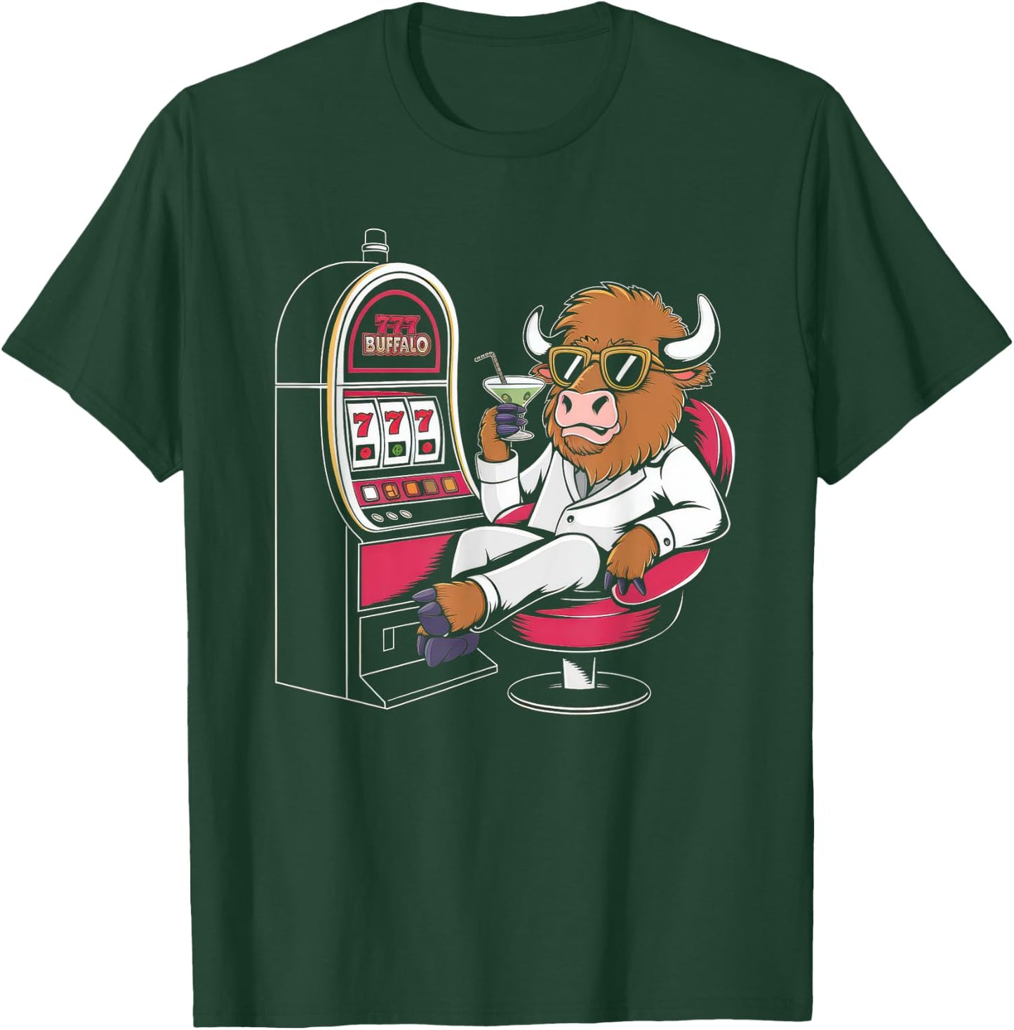 Lucky Buffalo Casino Slot Machine Gambling Gift Gambler T-Shirt - T-Shirt | Forest