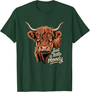 Highland Cow Just A Little Moody Flower Cattle Hairy Cow T-Shirt - T-Shirt | Forest