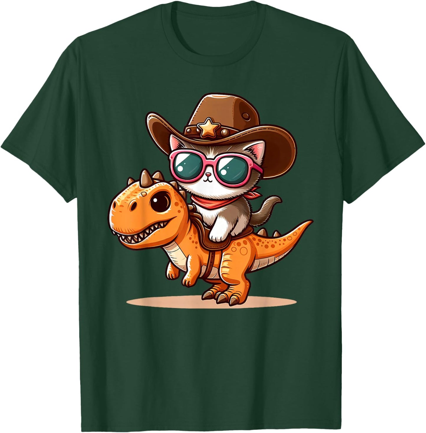 Dinosaur and Cat, T-Rex, Cat Owners T-Shirt - T-Shirt | Forest