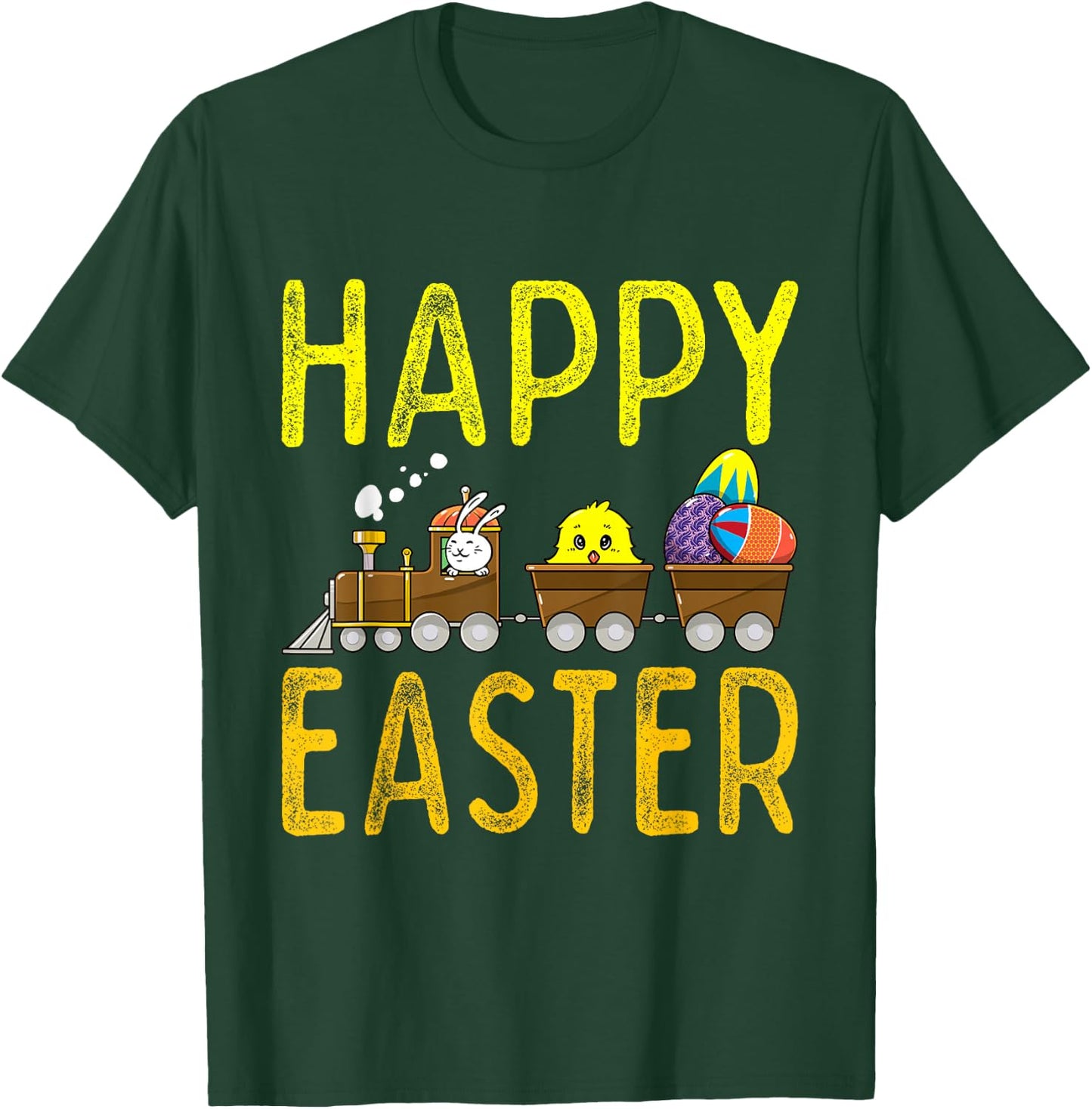 Happy Easter Train Bunny Chick Eggs Cute Boys Kids Toddlers T-Shirt - T-Shirt | Forest