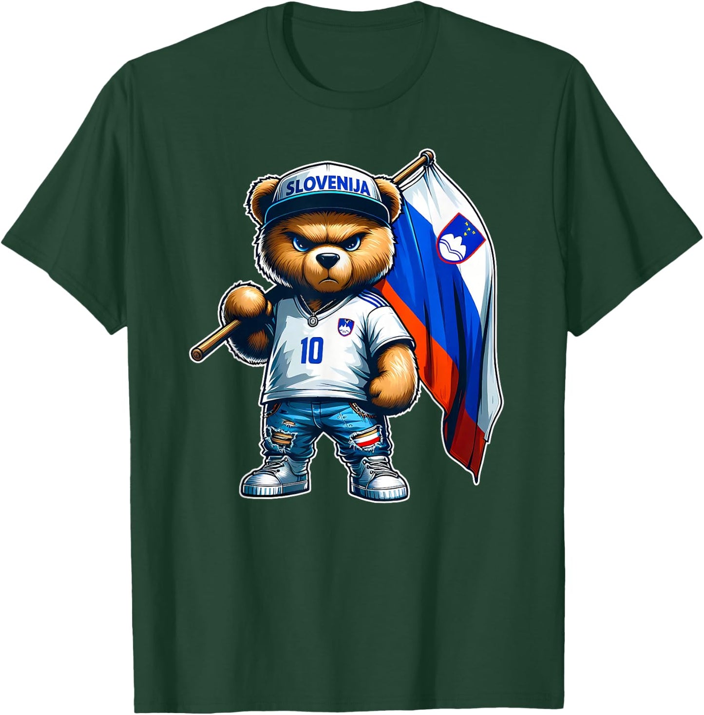 SLOVENIA Slovenian Flag Proud Teddy Bear Slovenia , Black, S T-Shirt - T-Shirt | Forest