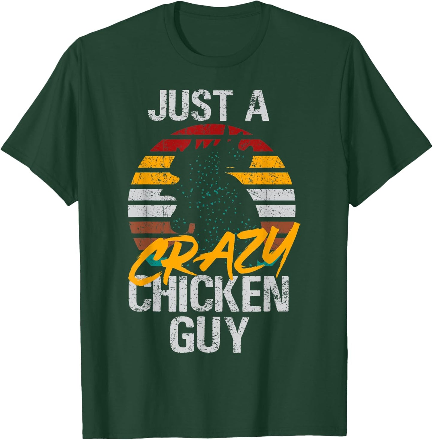 Crazy Chicken Guy Retro vintage T-Shirt - T-Shirt | Forest