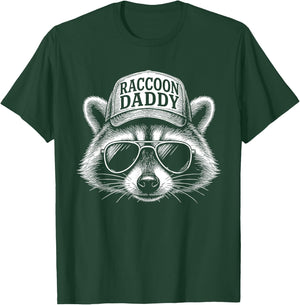 Raccoon Daddy Papa Racoon Fathers Day Dad Cute Raccoons T-Shirt - T-Shirt | Forest