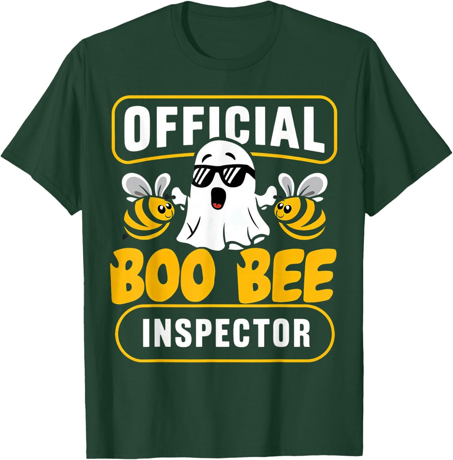Official Boo Bee Inspector Halloween Humor Funny Ghost T-Shirt - T-Shirt | Forest