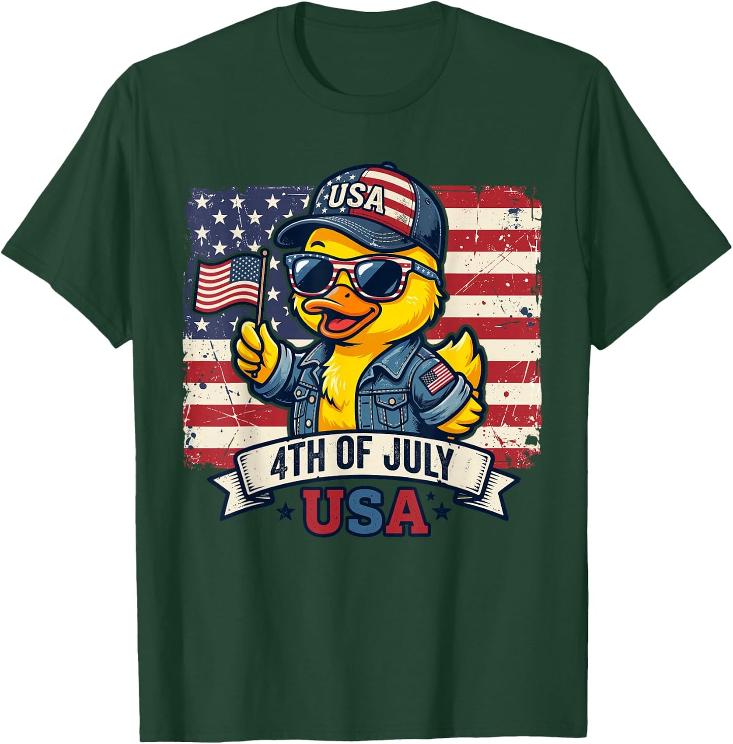 July 4th Shirts , Cool American Flag Rubber Duck T-Shirt - T-Shirt | Forest