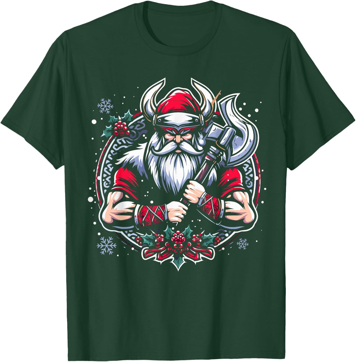 Christmas Santa Viking Scandinavia Warrior Nordic Decoration T-Shirt - T-Shirt | Forest