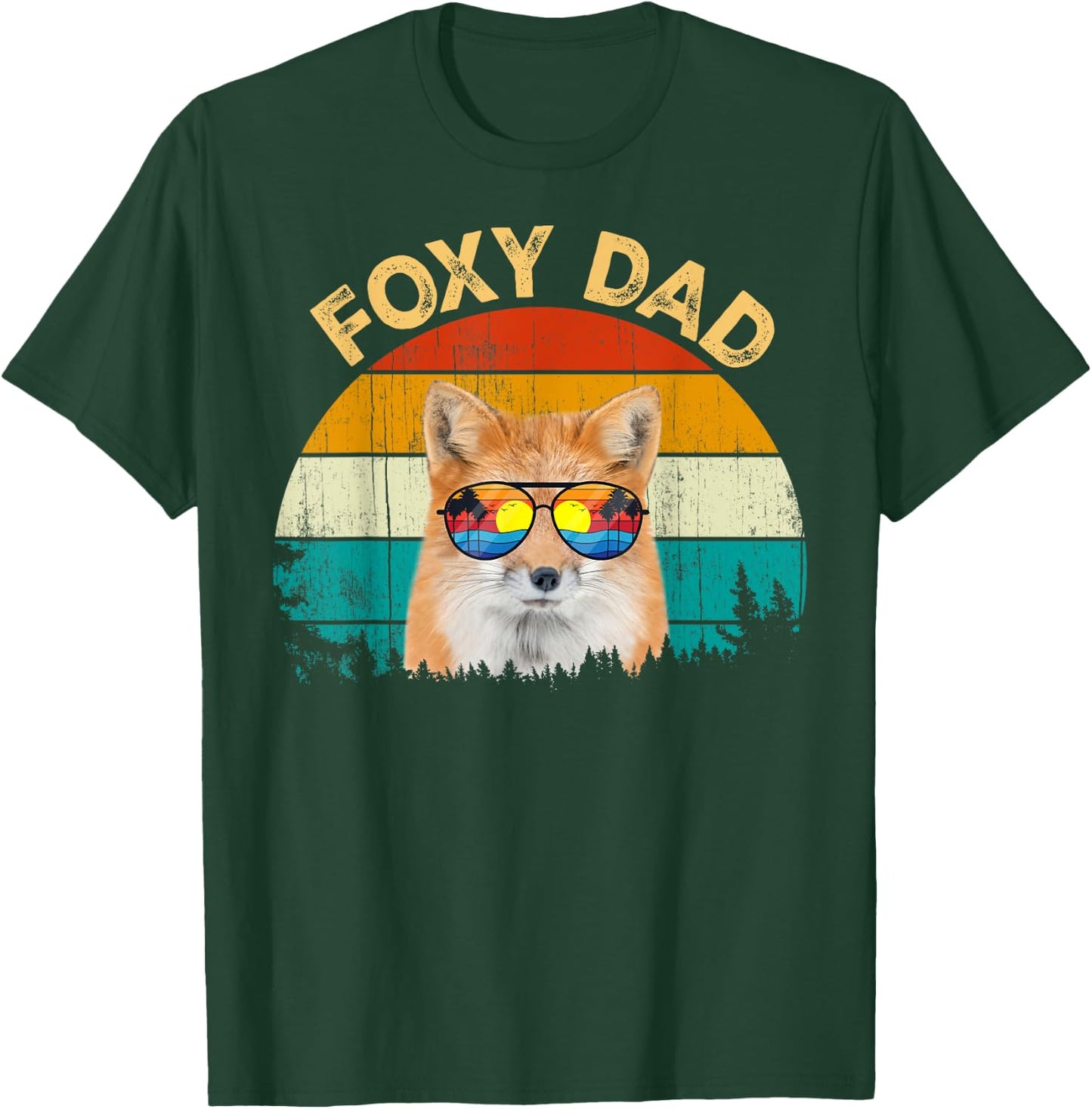 Vintage Retro Summer Vacation Beach Sunglass Animal Foxy Dad T-Shirt - T-Shirt | Forest