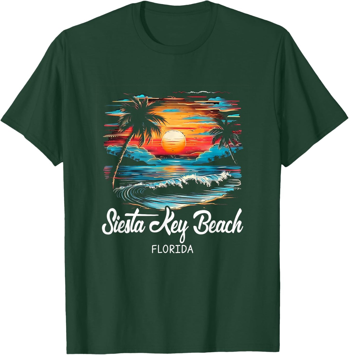 Family Vacation Retro Sunset Florida Siesta Key Beach T-Shirt - T-Shirt | Forest