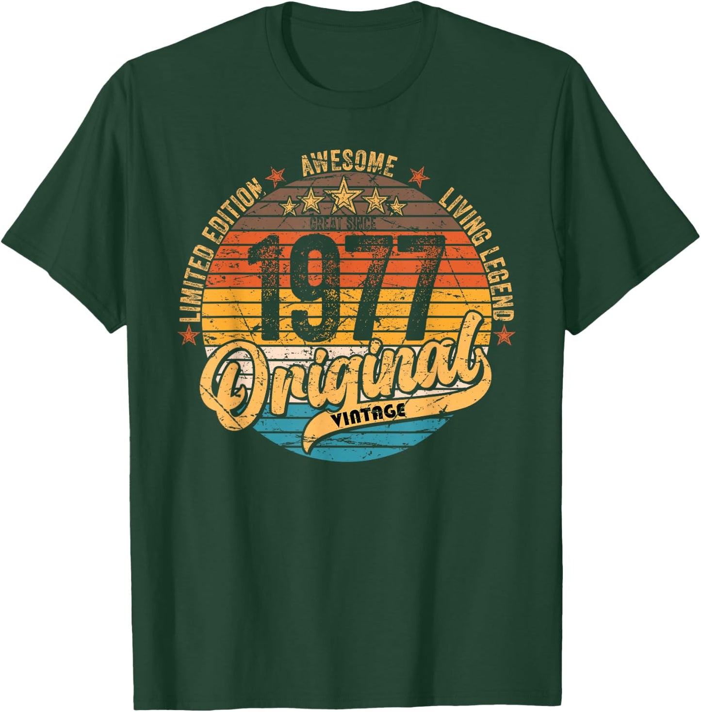 1977 Vintage Birthday Retro Vintage Men Women Gift , black T-Shirt - T-Shirt | Forest