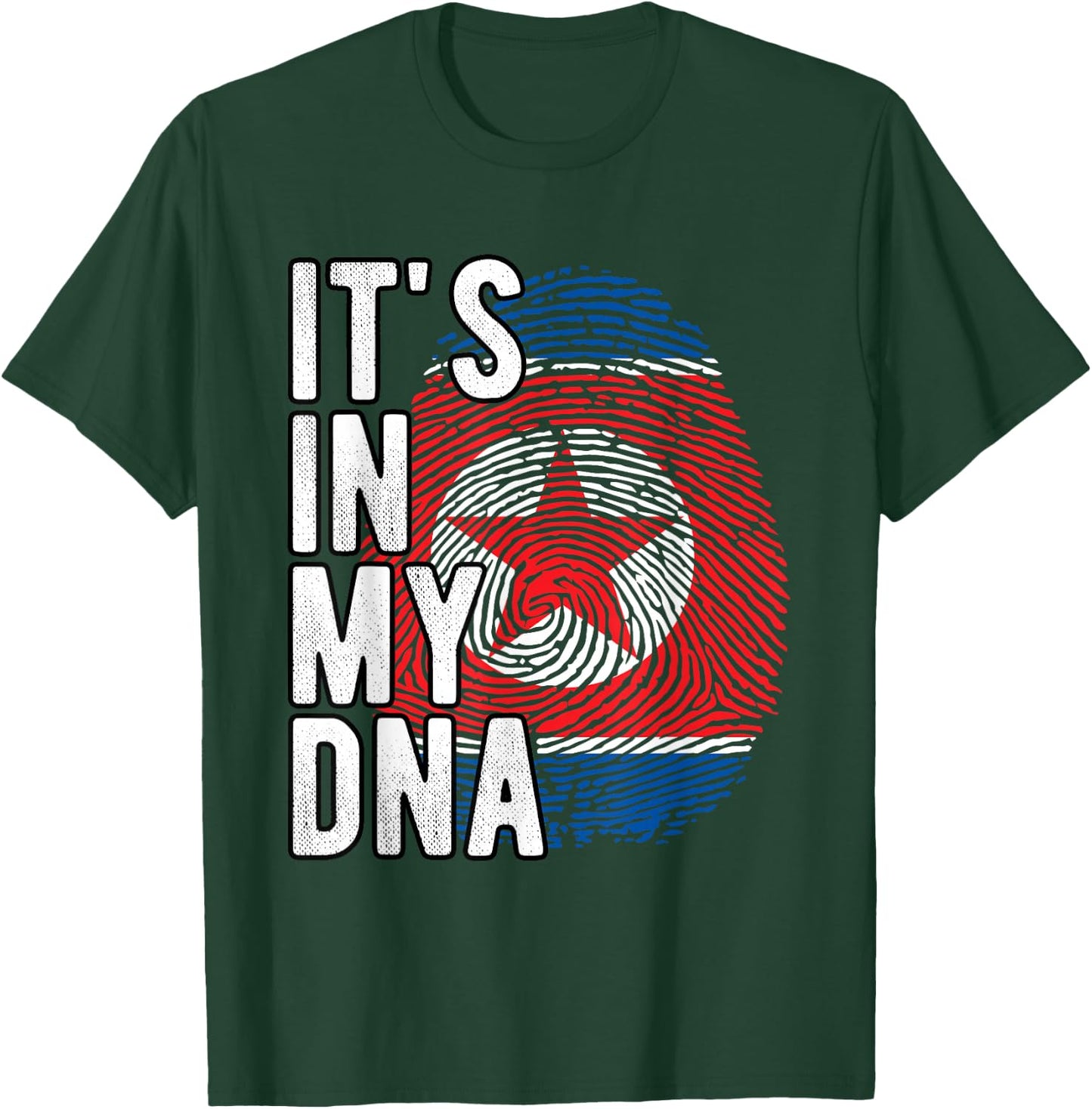 Funny it's in my DNA North Korea Flag Fingerprint , Black, S T-Shirt - T-Shirt | Forest