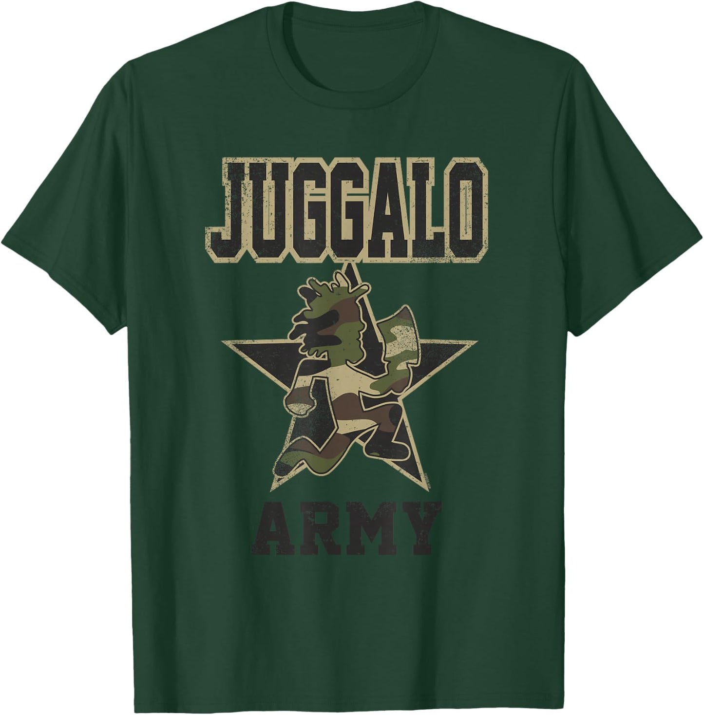 ICP Juggalo Army Hatchetman Camo Print Lettering Horrorcore T-Shirt - T-Shirt | Forest