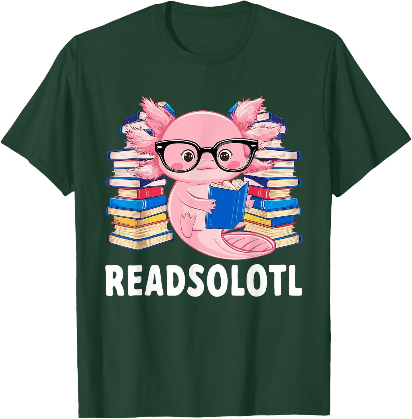 Axolotl Readsolotl Anime Cute Kawaii Axolotl Book Lover T-Shirt - T-Shirt | Forest