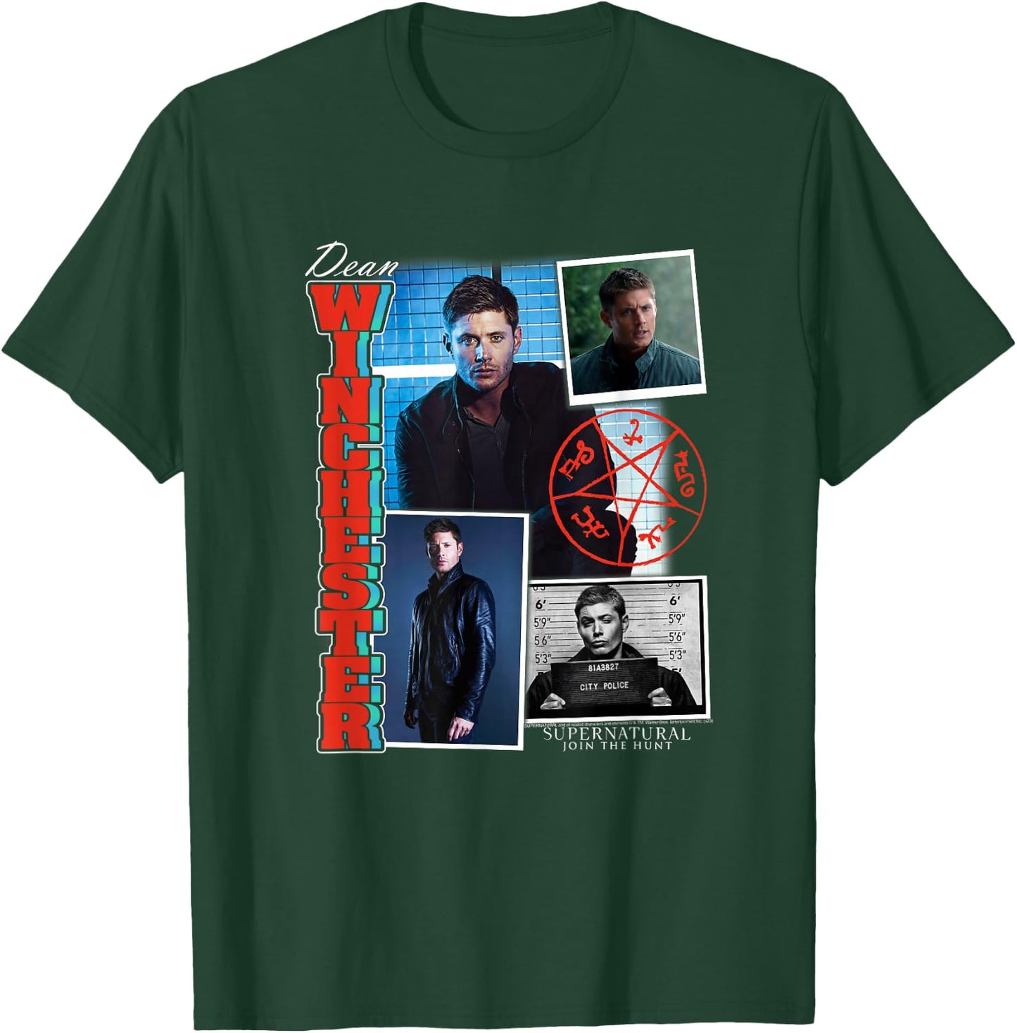 Ripple Junction Supernatural Dean Winchester Collage , Men's/ , Black, Small, Short Sleeve, Classic Fit, Cotton Blend, Licensed Merchandise, Collage Theme, Letter Print Pattern T-Shirt - T-Shirt | Forest