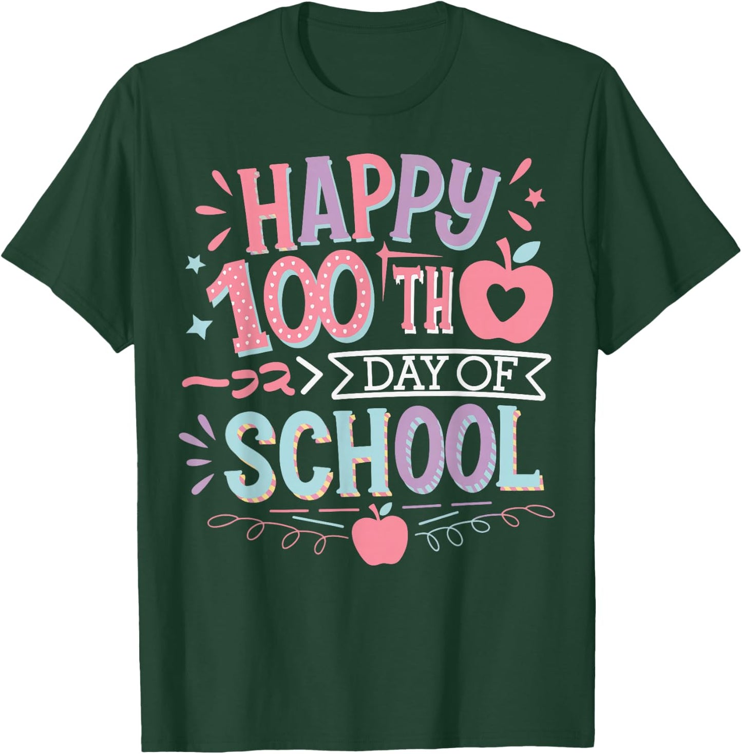 100 Days of School Dinosaur Elementary School Student Pupil T-Shirt - T-Shirt | Forest