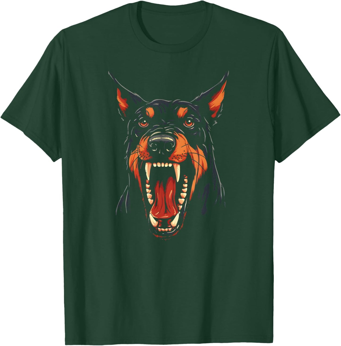 Doberman Dog Aggressive Vintage Graphic Pet T-Shirt - T-Shirt | Forest