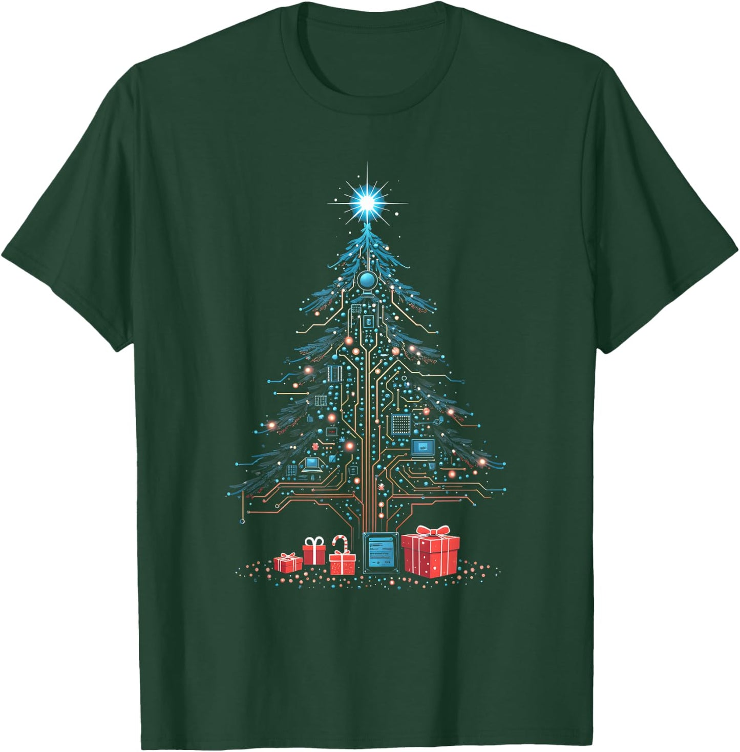 Circuits Christmas Tree Funny Tech Support IT Computer Geeks T-Shirt - T-Shirt | Forest