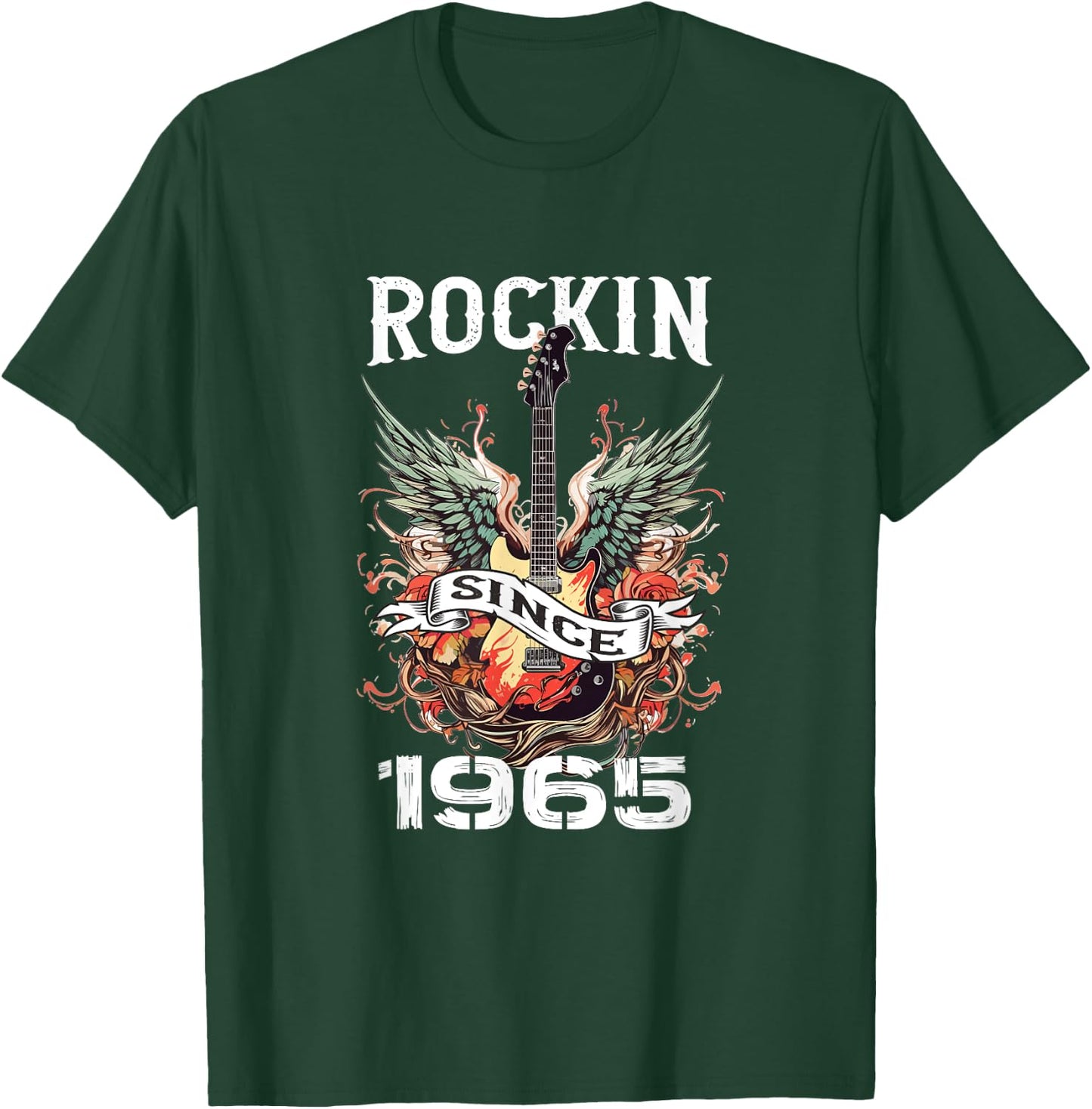 Rockin Since 1965 Classic Rock Guitar Year Of Birth Birthday T-Shirt - T-Shirt | Forest